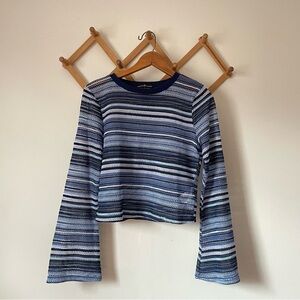 Almost Famous Navy and White Striped Long Sleeve Top